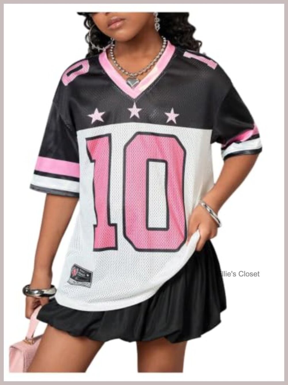 Girls Oversized Mesh Football Jersey Tee Shirt Y2K Street Style